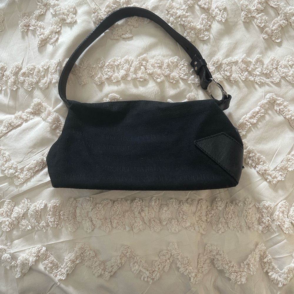 Emporio Armani Black Shoulder Bag with Subtle Logo Texture